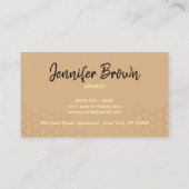 Carte De Visite Simple Beige Pure Honey Bee Apiary Honeypeb (Dos)