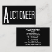 Carte de visite simple Black Auctioner (Devant / Derrière)