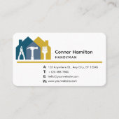 Carte De Visite Simple Black Blue Jaune Handman House Tools (Devant)