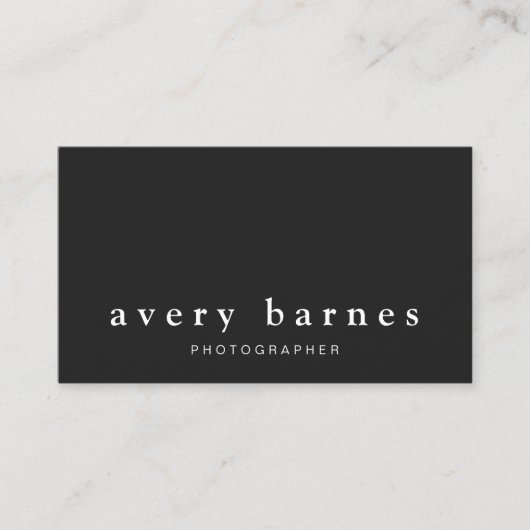 Carte De Visite Simple Black Creative Professional Moderne (Devant)