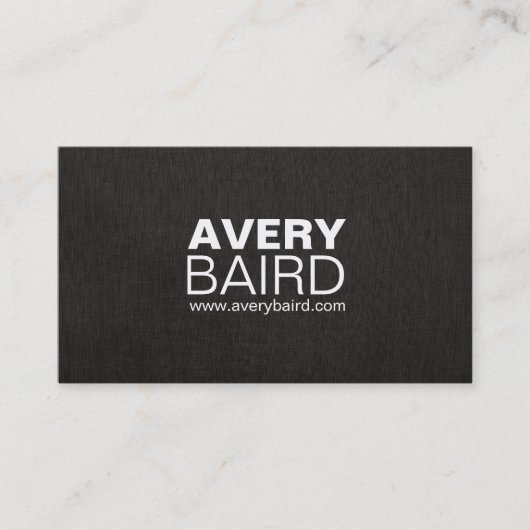 Carte De Visite Simple Black Faux Linen Professional (Devant)