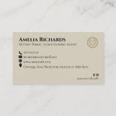 Carte De Visite Simple Black & Gold Elegant Frame Notaire Public (Dos)