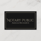 Carte De Visite Simple Black & Gold Elegant Frame Notaire Public (Devant)