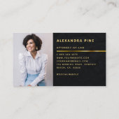 Carte De Visite Simple Black Gold Line Corporate Modern Photo (Dos)