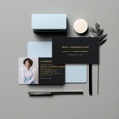 Carte De Visite Simple Black Gold Line Corporate Modern Photo