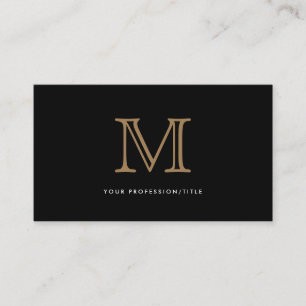 Carte De Visite Simple Black Gold Moderne Typographie Monogramme
