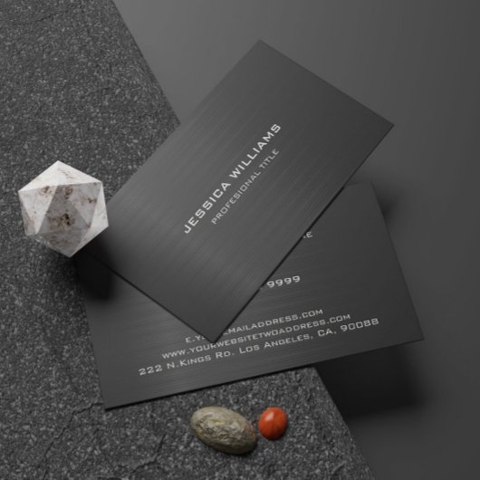 Carte De Visite Simple Black Metallic Look