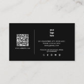 Carte De Visite Simple Black Modern Script QR Code Médias sociaux (Dos)
