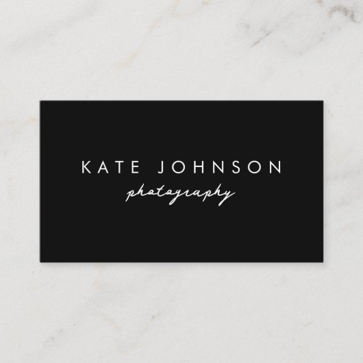 Carte De Visite Simple Black Modern Script QR Code Médias sociaux (Devant)