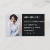 Carte De Visite Simple Black Silver Line Entreprise Photo (Dos)