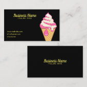 Carte De Visite Simple Black Sprinkings Ice Cream Cone Frosting (Devant / Derrière)