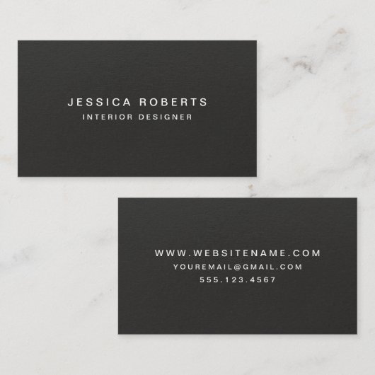 Carte De Visite Simple Black Texture Professional (Devant / Derrière)