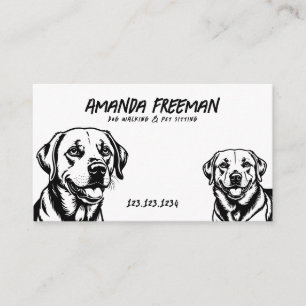 Carte De Visite Simple Black & White Labrador Art Dog Walking