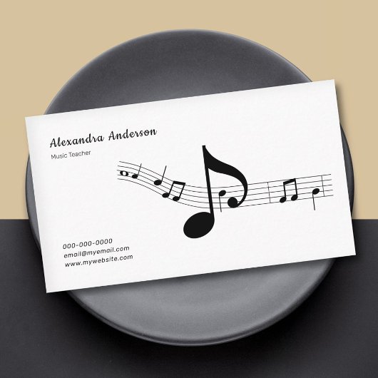 Carte De Visite Simple, Black & White Music Teacher