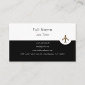 Carte De Visite Simple Black White Travel Agency + Avion (Dos)
