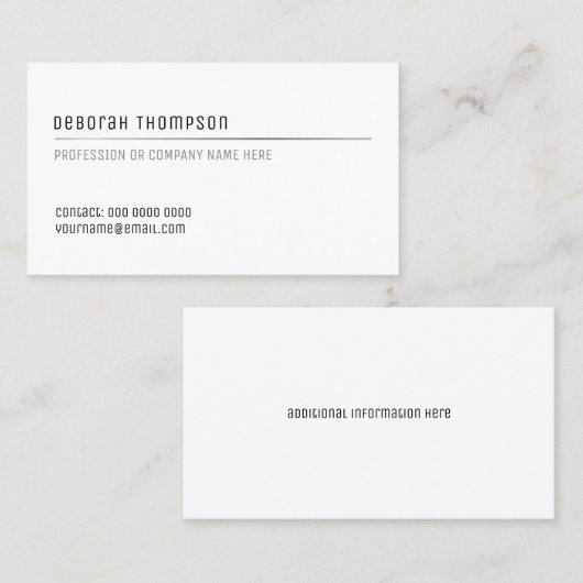 Carte De Visite simple blanc clair et propre pro (Devant / Derrière)