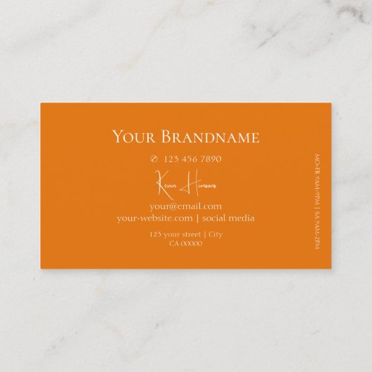 Carte De Visite Simple blanc et orange avec Monogramme moderne (Dos)