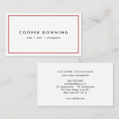 Carte De Visite Simple blanc moderne professionnel avec bordure ro (Devant / Derrière)