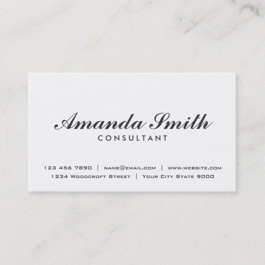 Carte De Visite Simple blanc moderne simple professionnel élégant (Devant)