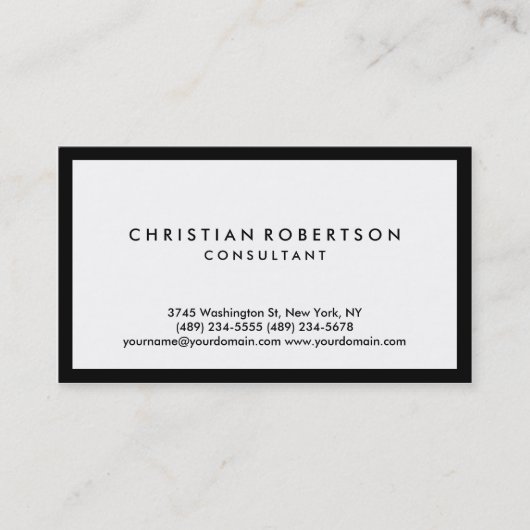 Carte de visite simple blanc noir (Devant)