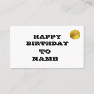 Carte De Visite SIMPLE BLANC NOIR GOLDEN heureux jour de naissance