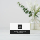 Carte De Visite Simple Blanc Noir Professionnel Comptable Agréé (Debout devant)