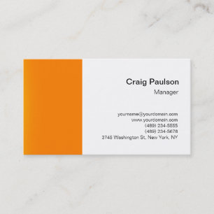 Carte de visite simple blanche orange élégante