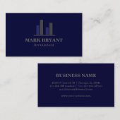 Carte De Visite Simple bleu-foncé moderne élégant professionnel (Devant / Derrière)