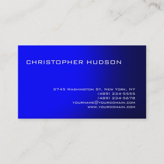 Carte de visite simple bleu moderne (Devant)