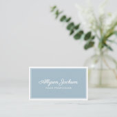 Carte De Visite Simple Bleu Poussiéreux (Debout devant)