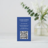 Carte De Visite Simple bleu QR Code moderne (Debout devant)
