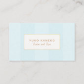 Carte De Visite Simple bleu turquoise clair rayé élégant (Devant)