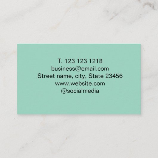 Carte De Visite simple bleu vert aquarelle script affaires moderne (Dos)