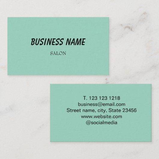 Carte De Visite simple bleu vert aquarelle script affaires moderne (Devant / Derrière)