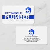 Carte De Visite Simple Blue Plumber Pipeline Layer (Devant / Derrière)