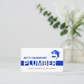 Carte De Visite Simple Blue Plumber Pipeline Layer (Debout devant)