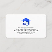Carte De Visite Simple Blue Plumber Pipeline Layer (Dos)