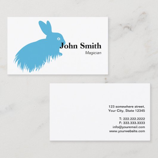 Carte de visite simple Blue Rabbit Magicien (Devant / Derrière)