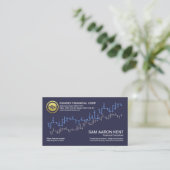Carte De Visite Simple Blue Stock Exchange Graph Wave Financial (Debout devant)