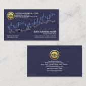 Carte De Visite Simple Blue Stock Exchange Graph Wave Financial (Devant / Derrière)