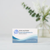 Carte De Visite Simple Blue Water Wave Christian Fish Ministry (Debout devant)