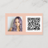 Carte De Visite Simple blush peach maquillage photo logo qr code (Dos)
