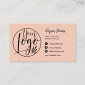 Carte De Visite Simple blush peach maquillage photo logo qr code (Devant)