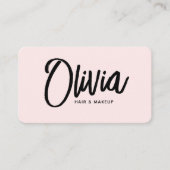 Carte De Visite Simple Blush Pink Signature Script Beauté Business (Devant)