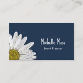 Carte De Visite Simple Boho Daisy Botanique Navy Bleu (Devant)