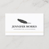 Carte De Visite Simple Boho Feather Joaillier Designer Artiste Bla (Devant)