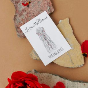 Carte De Visite Simple Boho Mariage Hair Stylliste Fleur romantiqu