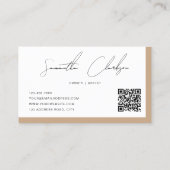 Carte De Visite Simple Boho Moderne Script manuscrit Code QR (Dos)