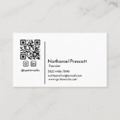 Carte De Visite Simple Bold Moden Slee Look noir blanc QR Code (Dos)