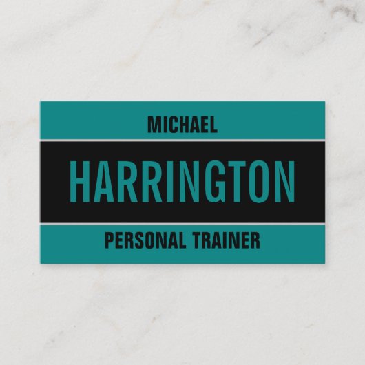 Carte De Visite Simple Bold Modern Turquoise et Black Personal Tra (Devant)